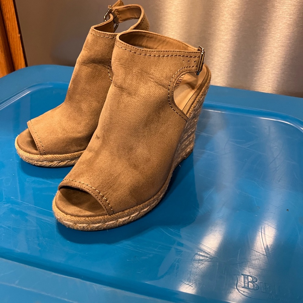Merona Tan Peep-Toe Wedges